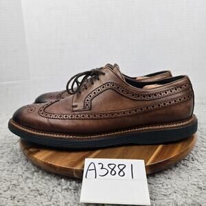 Johnston & Murphy Mens 11.5M Jameson Longwing Brown Italian Calf Brogue Oxford